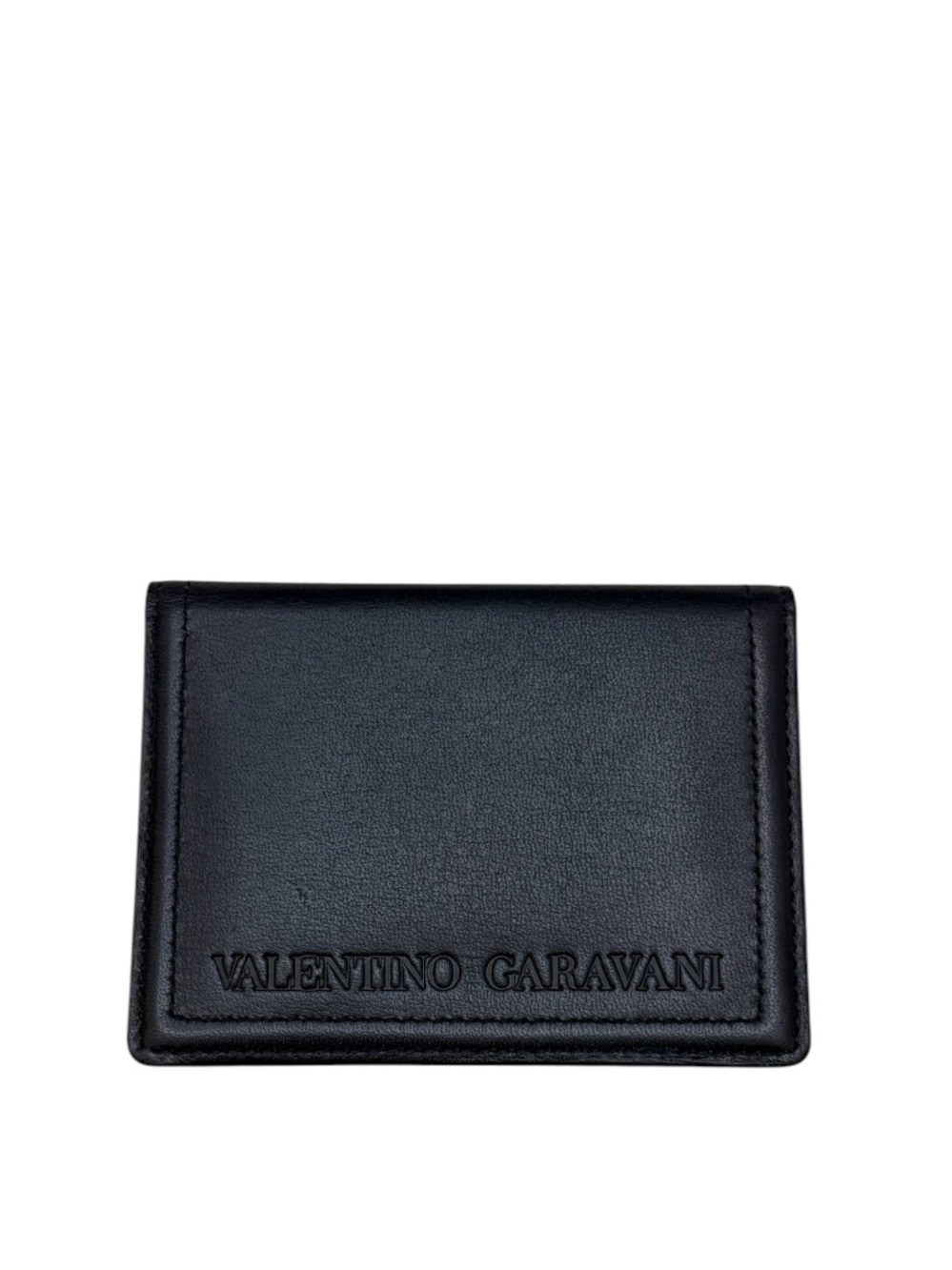 VALENTINO GARAVANI - DARK BLUE LEATHER BIFOLD CARDHOLDER WALLET CASE